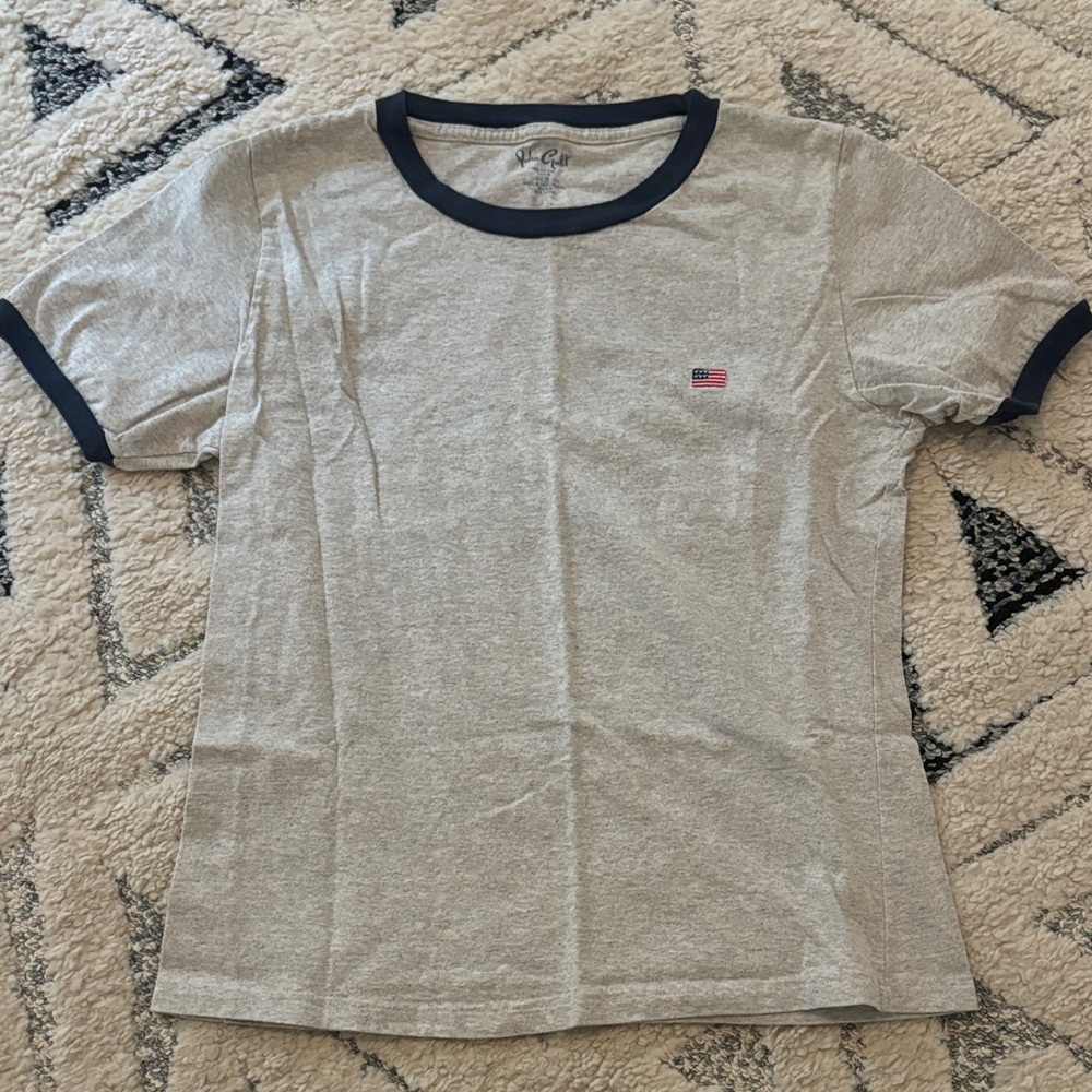 Brandy Melville Gray Tee with Navy Trim